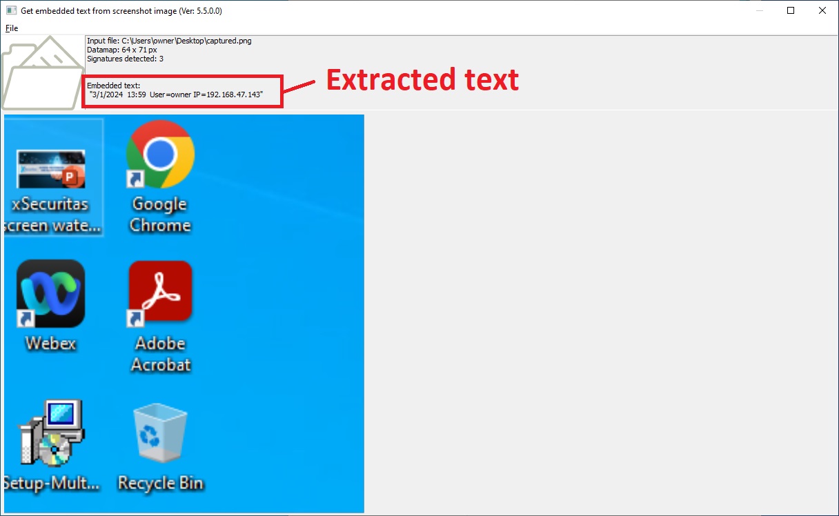 Extract invisible text using a dedicated program